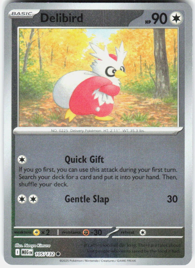 Delibird Reverse Holo Common ME01 Mega Evolution 105/132 NM